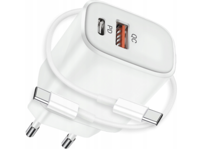 FAST WALL CHARGER 2 USB + TYPE-C CABLE PD QC 20W | FAST CHARGING